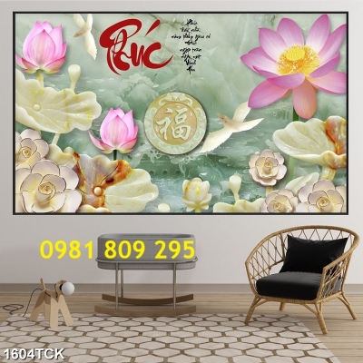 Gạch tranh 3d , tranh 3d hoa sen , tranh gạch HN999