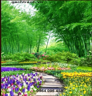 gạch tranh tre trúc 3d