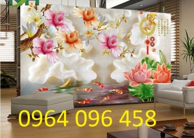 Gạch tranh hoa 3d phòng khách KKMM7