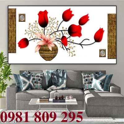 Gạch ốp tường 3d bình hoa