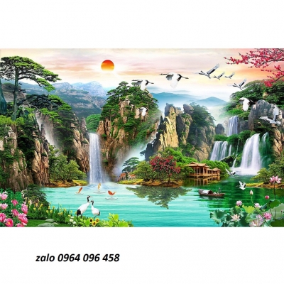 Tranh gạch men 3d phong cảnh đồng quê - 876CVB
