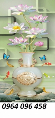 Tranh bình hoa tranh gạch 3d bình hoa RYU1