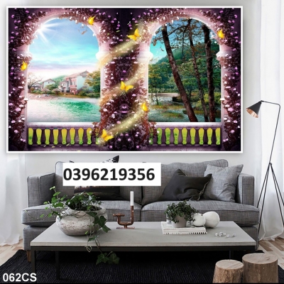 Tranh gạch hình cửa sổ 3D