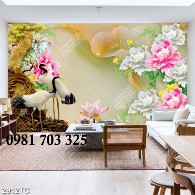 Tranh con hạc, gạch men 3D