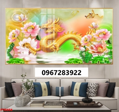 Tranh gạch 3d rồng phượng sang trọng
