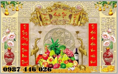 Gạch tranh ốp tường ban thờ HP68282