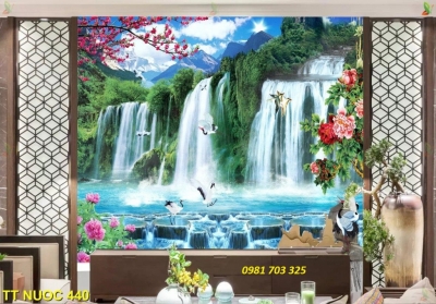 Tranh gạch thác nước- tranh phong cảnh