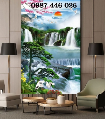 Tranh gạch 3d thác nước p