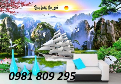 Tranh phong thủy thuyền buồm- gạch tranh