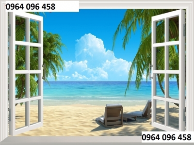 tranh gạch 3d cửa sổ phong cảnh - DK66
