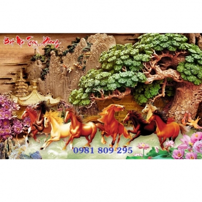 Tranh gạch 3d ngựa phi cao cấp hp3569