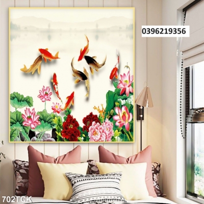 Tranh cá chép đẹp 3D trang trí