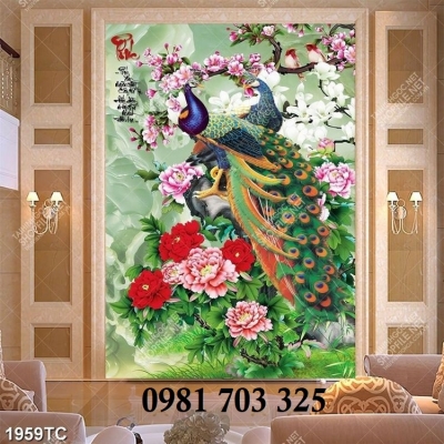 Tranh gạch mẫu đơn cao cấp trang trí