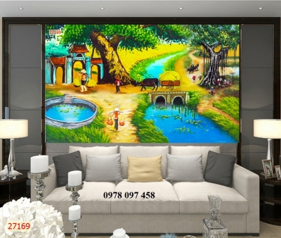 Tranh quê hương - tranh gạch