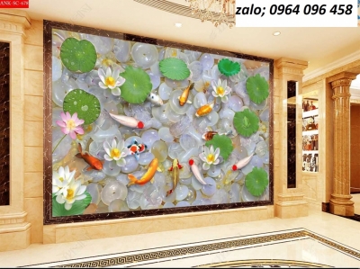 Tranh gạch 3d phong thủy cá chép - KDC433