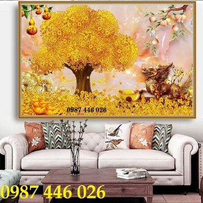 Gạch tranh 3d cây lộc vàng HP284