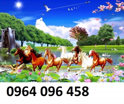 Tranh gạch 3d phong thủy 8 con ngựa - TKMN8