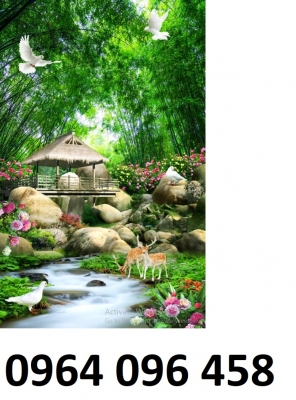 Tranh gạch 3d phong cảnh khổ đứng - KGFB65