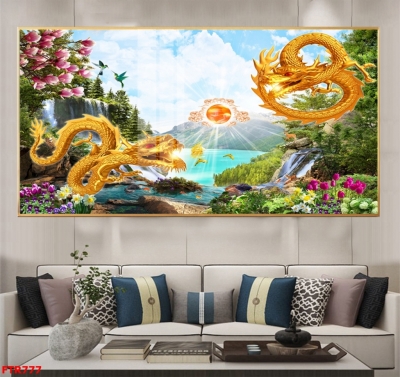 Tranh gạch rồng phượng ốp tường