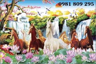 Gạch tranh 3d bát mã - tranh gạch men