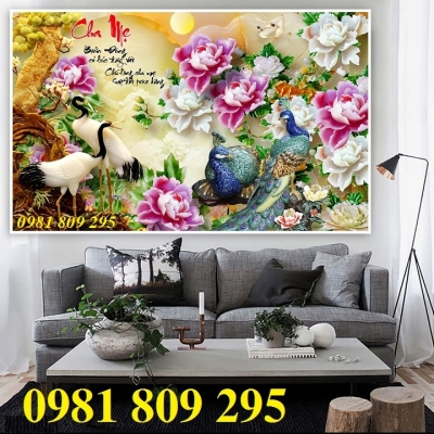 gạch tranh 3d chim công MỚI SALE