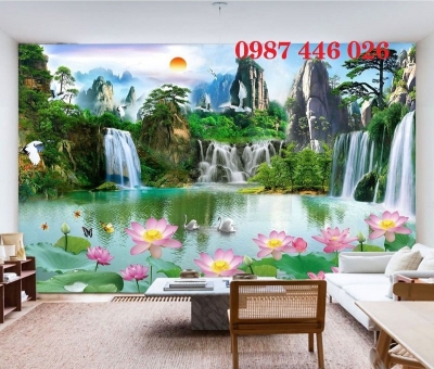 Gạch 3d tranh phong cảnh thác nước