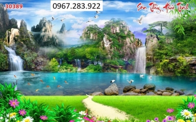 Tranh gạch 3D trang trí cảnh thác nước