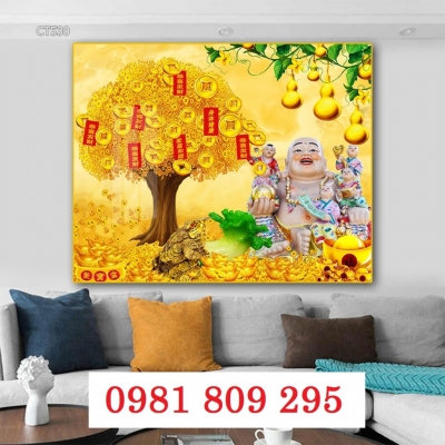 Tranh gạch cây kim tiền đẹp 3d