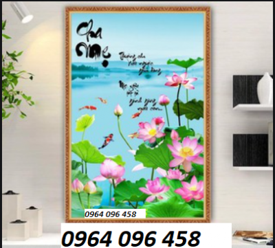 tranh gạch phong cảnh 3d hoa sen - KNV3