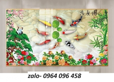 Tranh gạch 3d 9 con cá chép - 700M