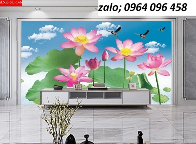 Tranh hoa sen 3d - tranh gạch 3d hoa sen - CNV4