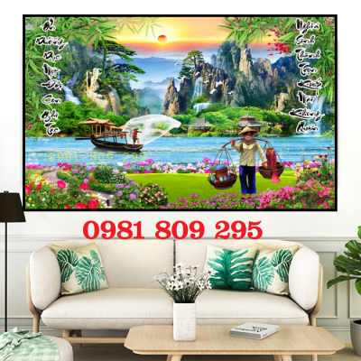 Gạch tranh phong cảnh 3d trang trí JH04