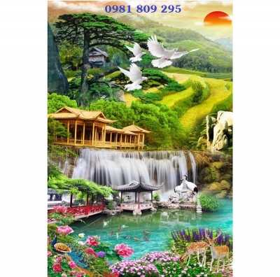 Tranh gạch 3d cao cấp thác nước JP553
