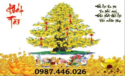 Tranh gạch men hoa mai vàng
