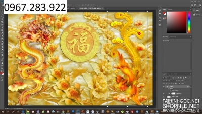 Tranh ốp tường 3D họa tiết rồng phượng
