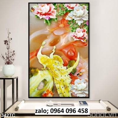 Tranh gạch 3d dán tường phòng khách - 77C