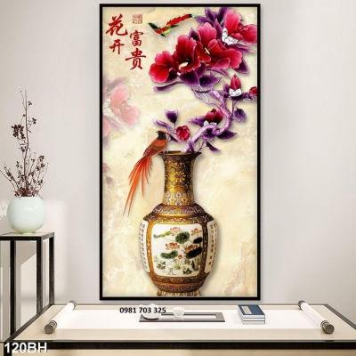 Tranh gạch đẹp 3d bình hoa