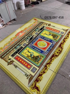 Tranh câu đối phòng thờ - gạch tranh in 3D