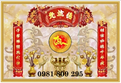 Tranh gạch phòng thờ- gạch trang trí Cửu Huyền thất tổ