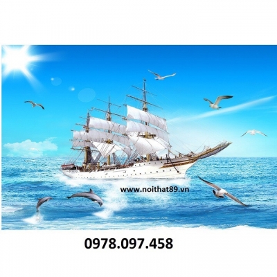 Tranh gạch thuyền buồm xuôi gió