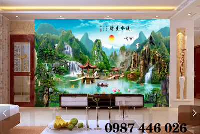 Gạch tranh thác nước sơn thủy hữu tình HP0783