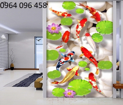 Mẫu tranh gạch ốp tường cá koi 3d - FCVV64