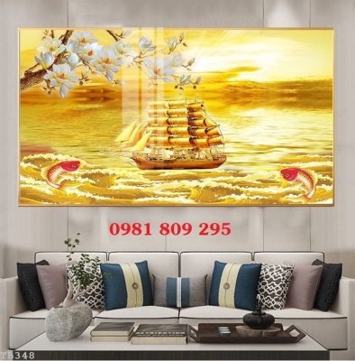 Gạch tranh phong thủy - gạch 3d thuyền buồm HP745