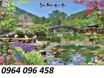Tranh phong cảnh cá koi tranh gạch 3d GFD2