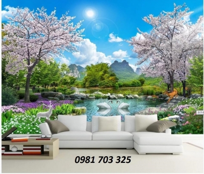 tranh gạch 3D ốp tường phòng khách