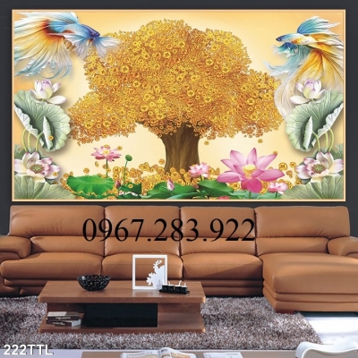 Gạch tranh- Tranh phong thuỷ cây kim tiền