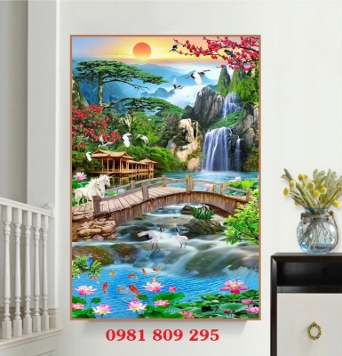 Tranh gạch thác nước đẹp JP863
