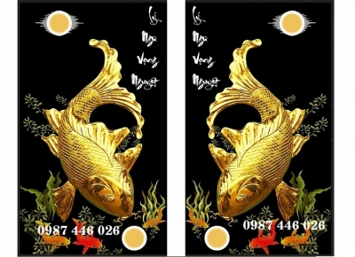 Tranh gạch cá chép vượt ngũ môn hóa rồng HP233