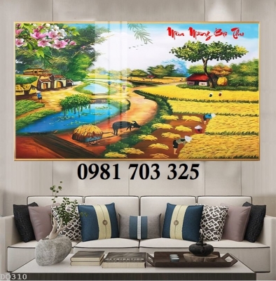 Tranh gạch phong cảnh đồng quê dán tường