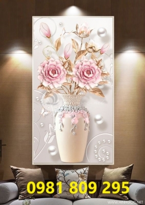 Tranh gạch , gạch 3d bình hoa trang trí